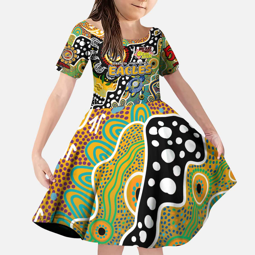 Personalised Eagles AFL Celebrating 50 Years of Naidoc Kid Short Sleeve Dress NAIDOC Week 2025 Aboriginal