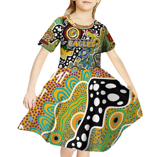 Personalised Eagles AFL Celebrating 50 Years of Naidoc Kid Short Sleeve Dress NAIDOC Week 2025 Aboriginal