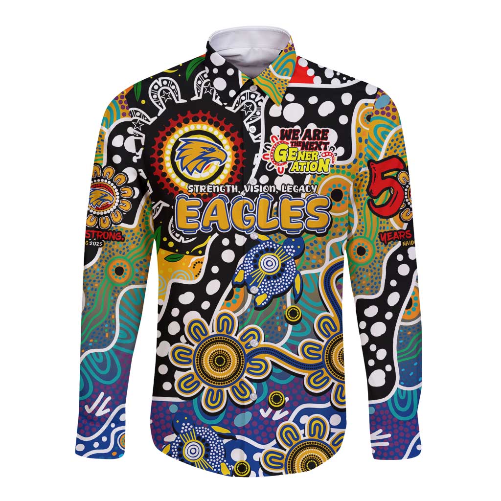 Personalised Eagles AFL Celebrating 50 Years of Naidoc Long Sleeve Button Shirt NAIDOC Week 2025 Aboriginal