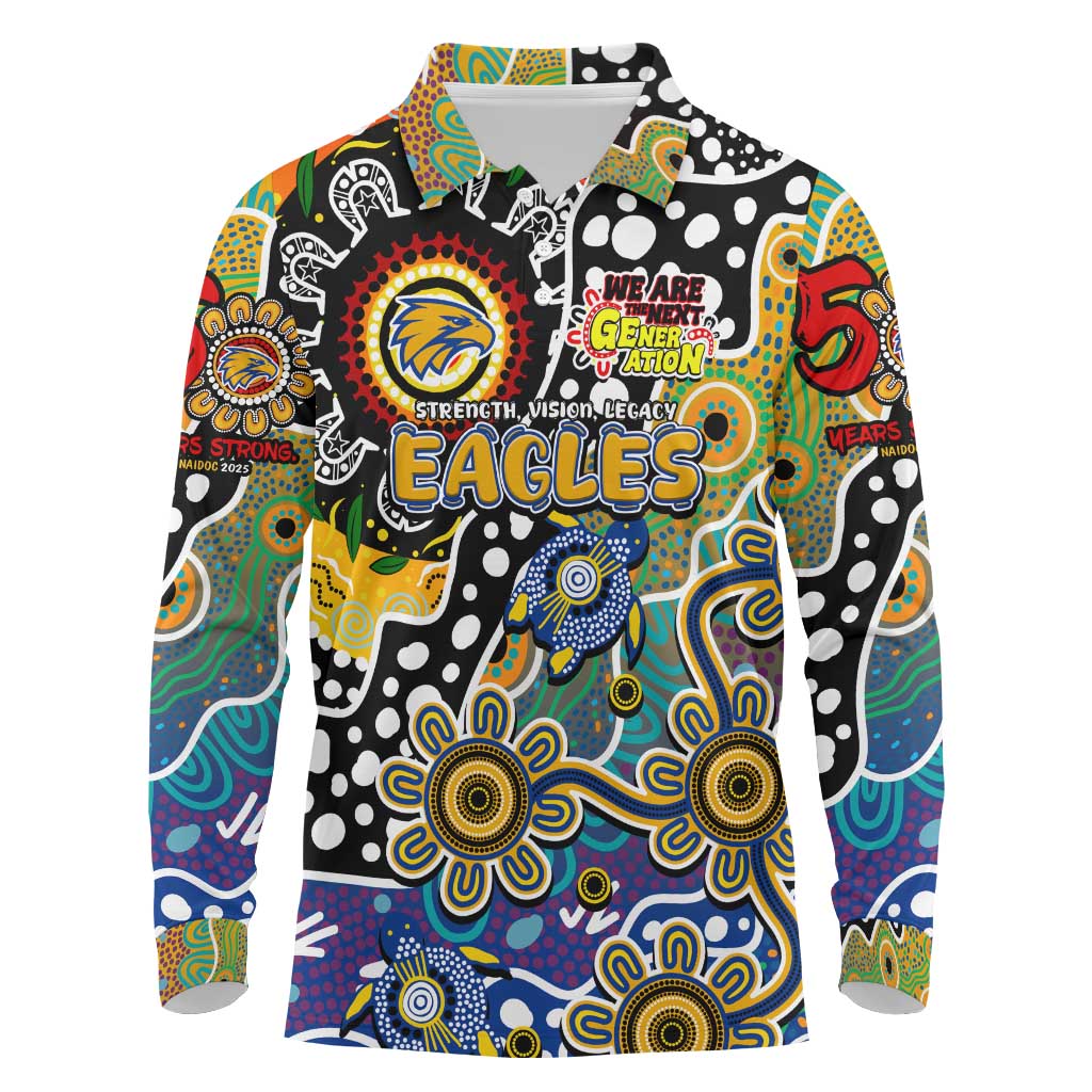 Personalised Eagles AFL Celebrating 50 Years of Naidoc Long Sleeve Polo Shirt NAIDOC Week 2025 Aboriginal