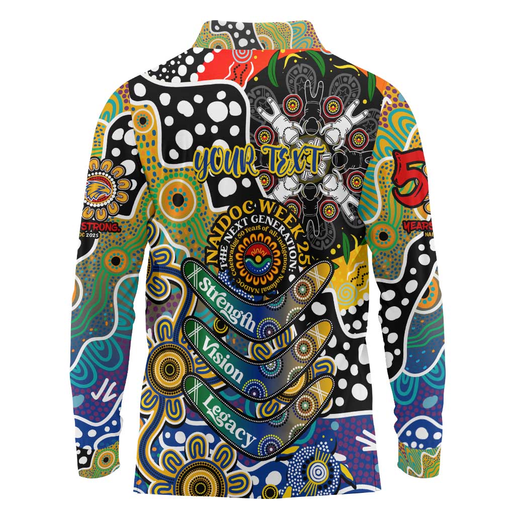 Personalised Eagles AFL Celebrating 50 Years of Naidoc Long Sleeve Polo Shirt NAIDOC Week 2025 Aboriginal