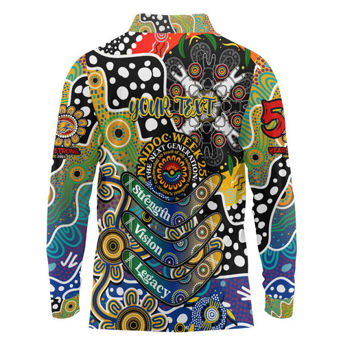 Personalised Eagles AFL Celebrating 50 Years of Naidoc Long Sleeve Polo Shirt NAIDOC Week 2025 Aboriginal