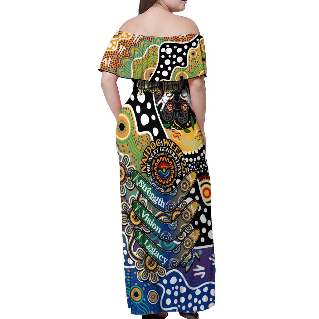 Personalised Eagles AFL Celebrating 50 Years of Naidoc Off Shoulder Maxi Dress NAIDOC Week 2025 Aboriginal
