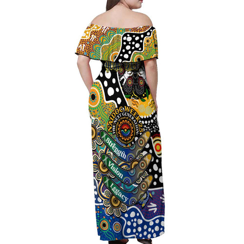 Personalised Eagles AFL Celebrating 50 Years of Naidoc Off Shoulder Maxi Dress NAIDOC Week 2025 Aboriginal