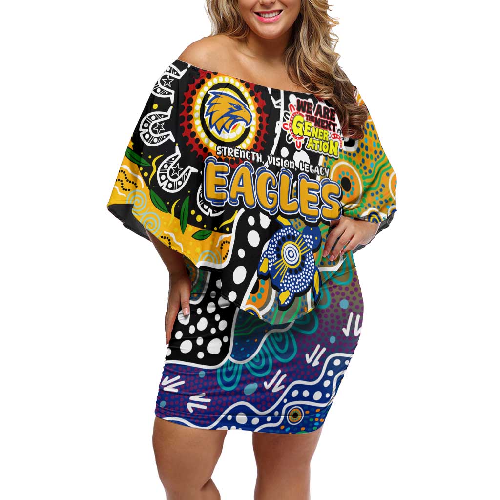 Personalised Eagles AFL Celebrating 50 Years of Naidoc Off Shoulder Short Dress NAIDOC Week 2025 Aboriginal