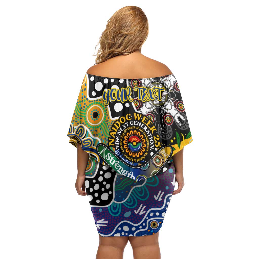 Personalised Eagles AFL Celebrating 50 Years of Naidoc Off Shoulder Short Dress NAIDOC Week 2025 Aboriginal