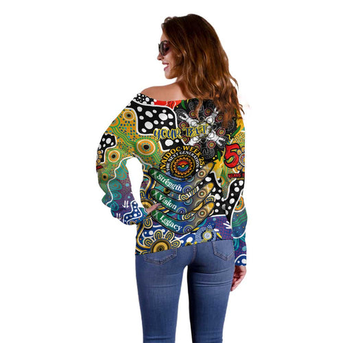 Personalised Eagles AFL Celebrating 50 Years of Naidoc Off Shoulder Sweater NAIDOC Week 2025 Aboriginal
