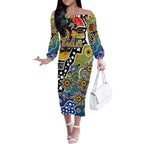 Personalised Eagles AFL Celebrating 50 Years of Naidoc Off The Shoulder Long Sleeve Dress NAIDOC Week 2025 Aboriginal