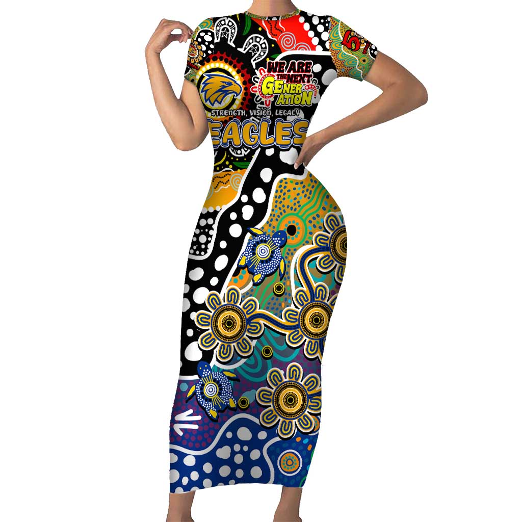 Personalised Eagles AFL Celebrating 50 Years of Naidoc Short Sleeve Bodycon Dress NAIDOC Week 2025 Aboriginal