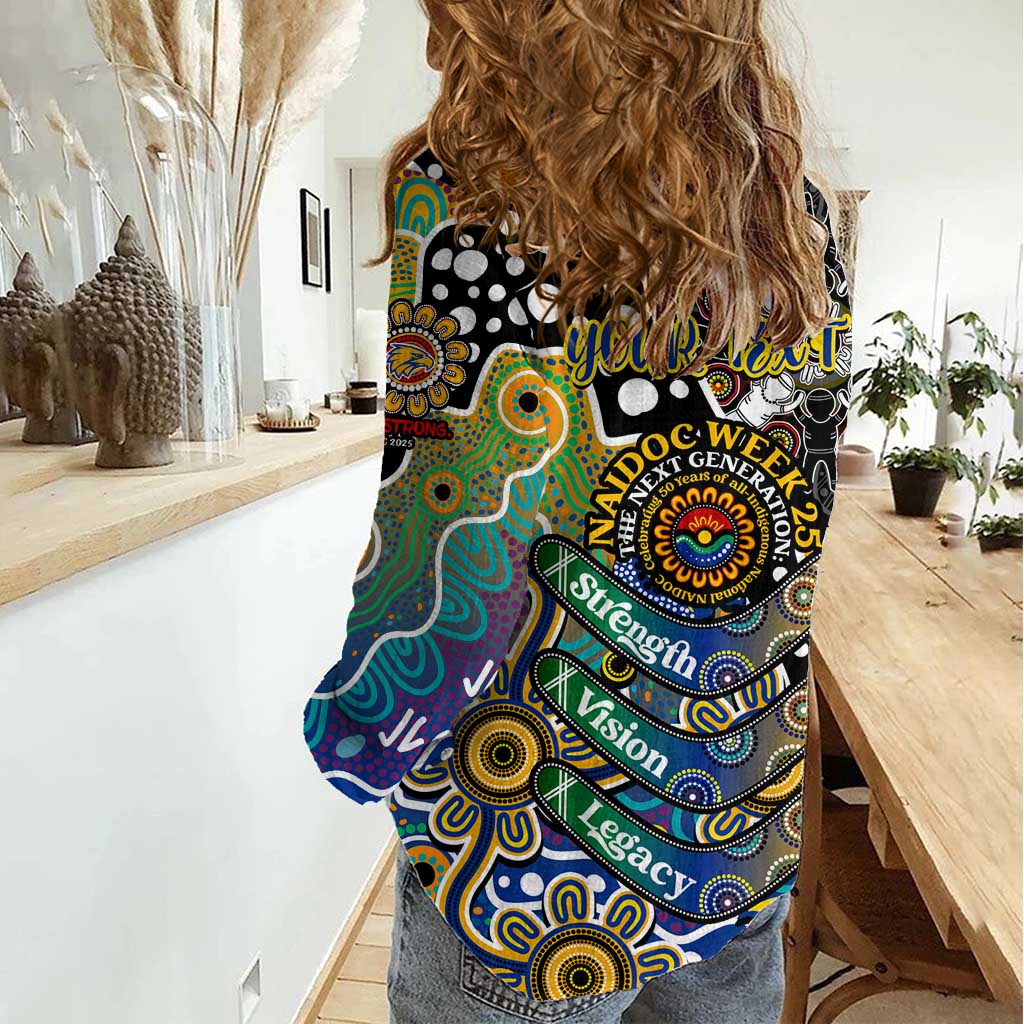 Personalised Eagles AFL Celebrating 50 Years of Naidoc Women Casual Shirt NAIDOC Week 2025 Aboriginal