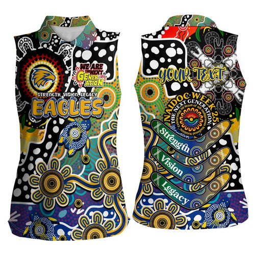 Personalised Eagles AFL Celebrating 50 Years of Naidoc Women Sleeveless Polo Shirt NAIDOC Week 2025 Aboriginal