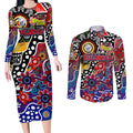 Personalised Bulldogs AFL Celebrating 50 Years of Naidoc Couples Matching Long Sleeve Bodycon Dress and Long Sleeve Button Shirt NAIDOC Week 2025 Aboriginal