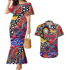 Personalised Bulldogs AFL Celebrating 50 Years of Naidoc Couples Matching Mermaid Dress and Hawaiian Shirt NAIDOC Week 2025 Aboriginal