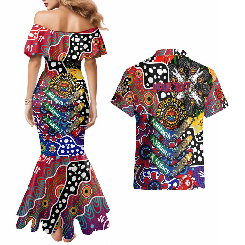 Personalised Bulldogs AFL Celebrating 50 Years of Naidoc Couples Matching Mermaid Dress and Hawaiian Shirt NAIDOC Week 2025 Aboriginal