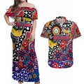 Personalised Bulldogs AFL Celebrating 50 Years of Naidoc Couples Matching Off Shoulder Maxi Dress and Hawaiian Shirt NAIDOC Week 2025 Aboriginal