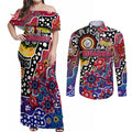 Personalised Bulldogs AFL Celebrating 50 Years of Naidoc Couples Matching Off Shoulder Maxi Dress and Long Sleeve Button Shirt NAIDOC Week 2025 Aboriginal