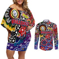 Personalised Bulldogs AFL Celebrating 50 Years of Naidoc Couples Matching Off Shoulder Short Dress and Long Sleeve Button Shirt NAIDOC Week 2025 Aboriginal