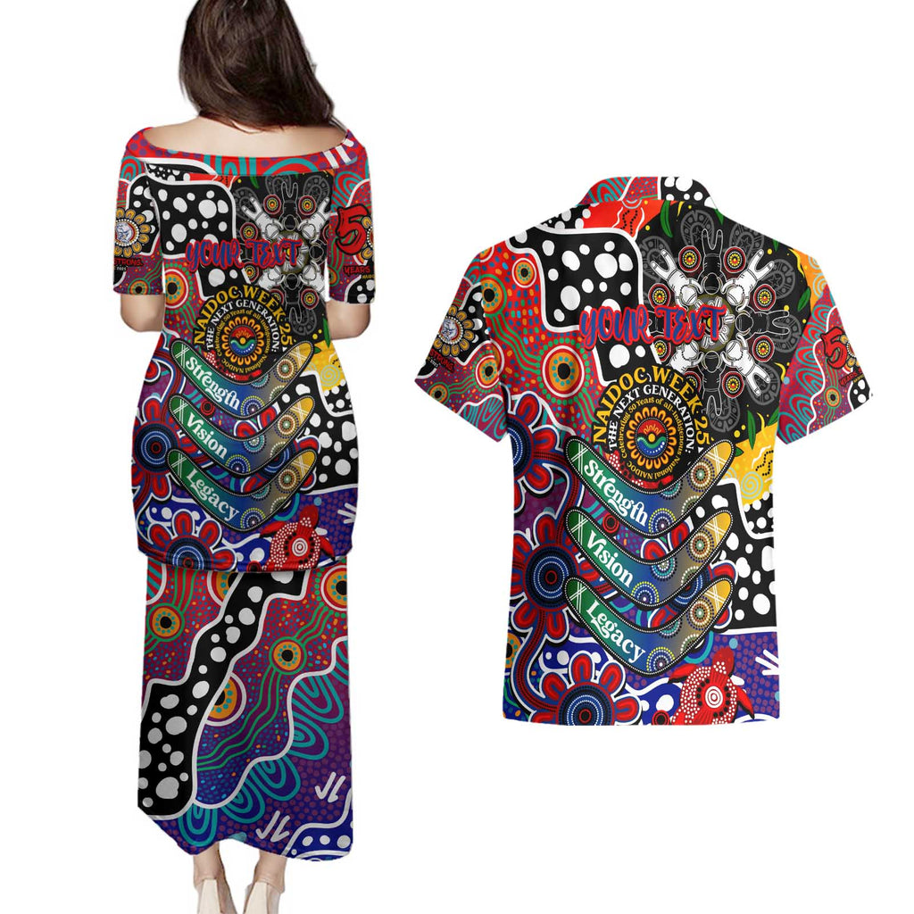 Personalised Bulldogs AFL Celebrating 50 Years of Naidoc Couples Matching Puletasi and Hawaiian Shirt NAIDOC Week 2025 Aboriginal