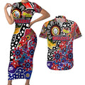Personalised Bulldogs AFL Celebrating 50 Years of Naidoc Couples Matching Short Sleeve Bodycon Dress and Hawaiian Shirt NAIDOC Week 2025 Aboriginal