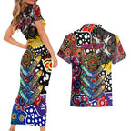 Personalised Bulldogs AFL Celebrating 50 Years of Naidoc Couples Matching Short Sleeve Bodycon Dress and Hawaiian Shirt NAIDOC Week 2025 Aboriginal