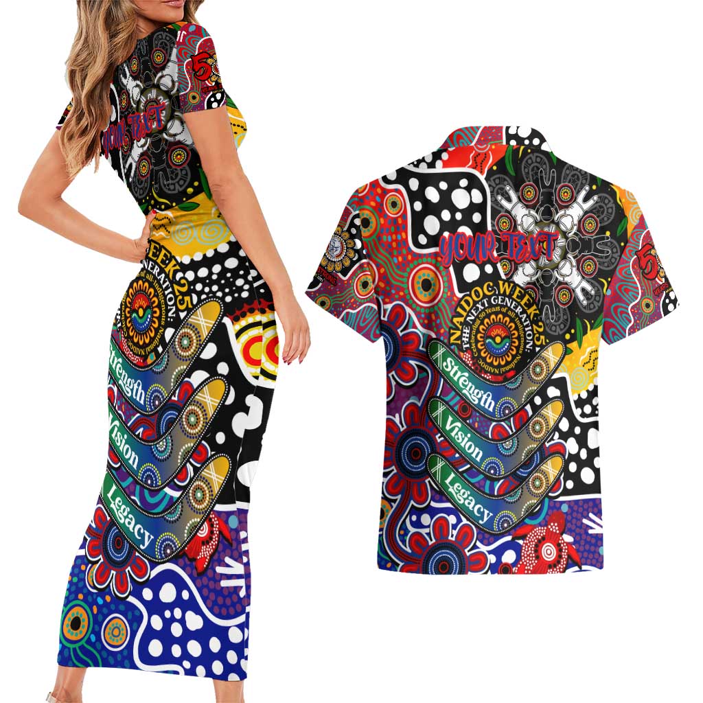 Personalised Bulldogs AFL Celebrating 50 Years of Naidoc Couples Matching Short Sleeve Bodycon Dress and Hawaiian Shirt NAIDOC Week 2025 Aboriginal