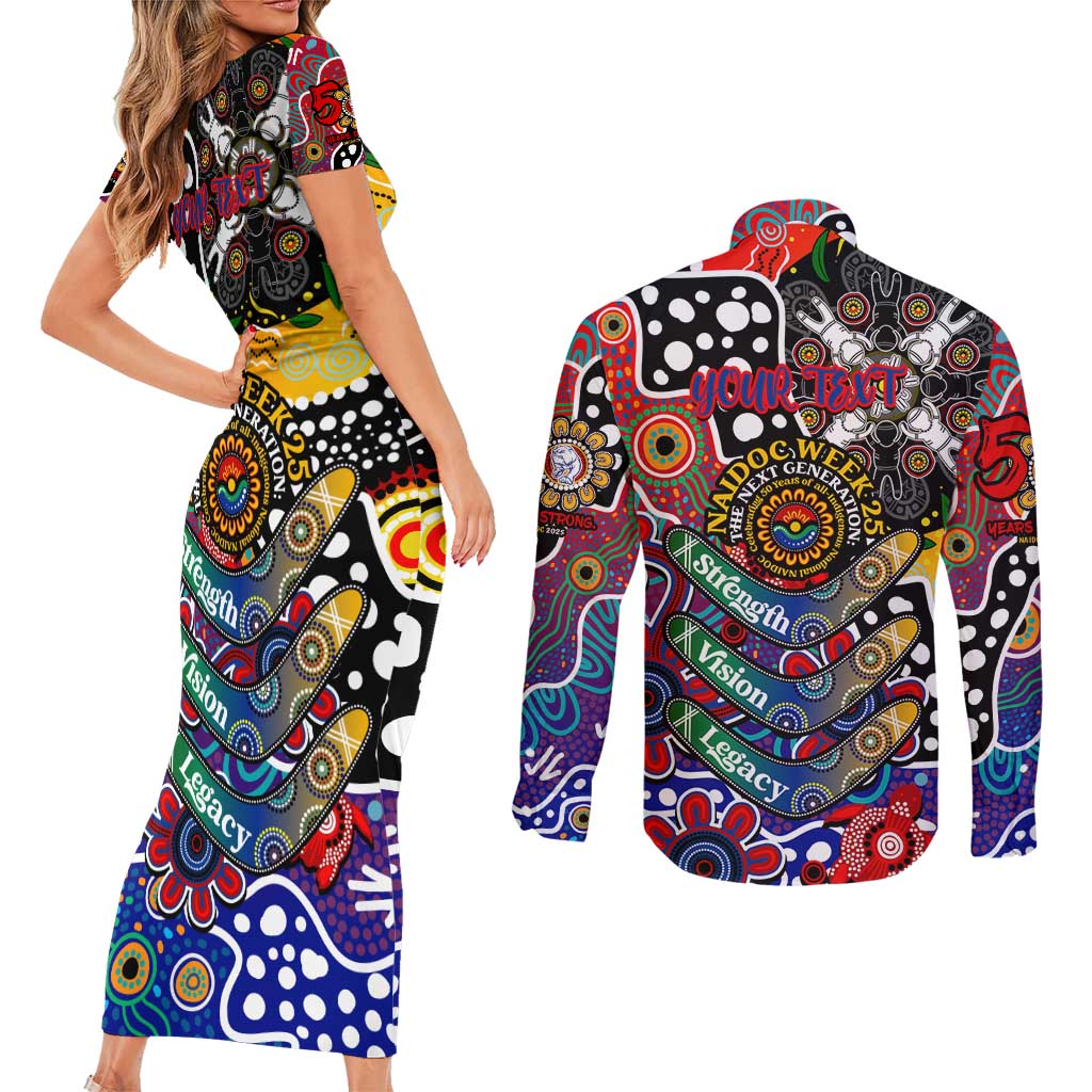 Personalised Bulldogs AFL Celebrating 50 Years of Naidoc Couples Matching Short Sleeve Bodycon Dress and Long Sleeve Button Shirt NAIDOC Week 2025 Aboriginal