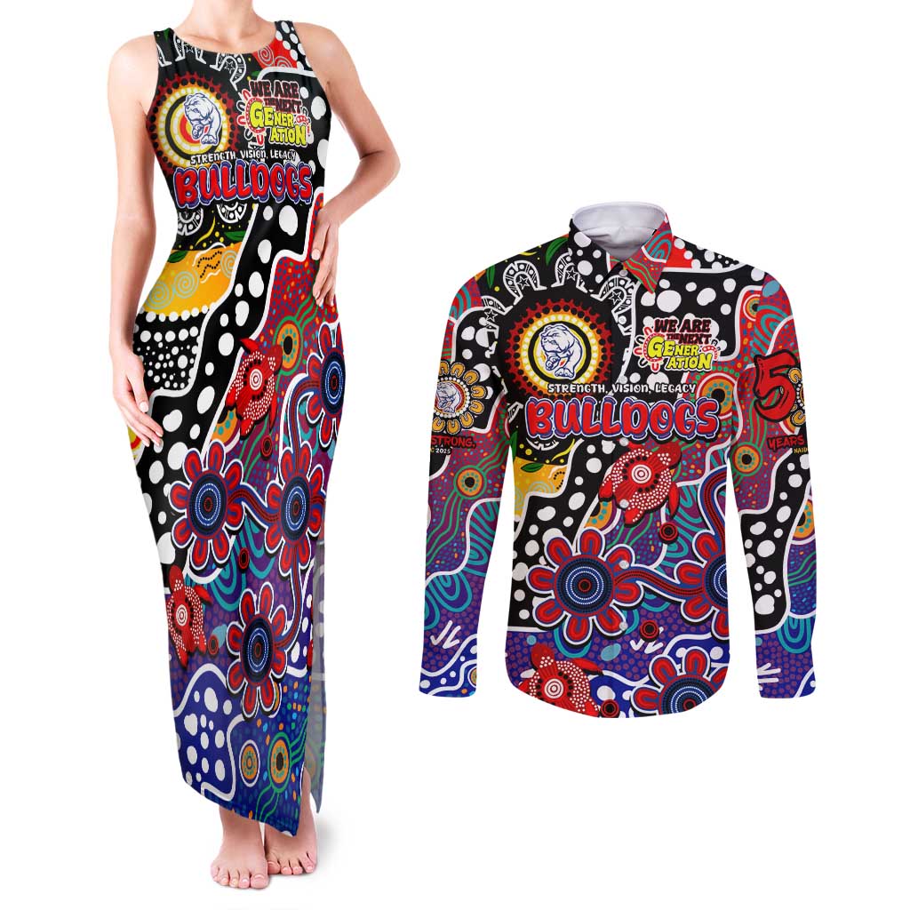 Personalised Bulldogs AFL Celebrating 50 Years of Naidoc Couples Matching Tank Maxi Dress and Long Sleeve Button Shirt NAIDOC Week 2025 Aboriginal
