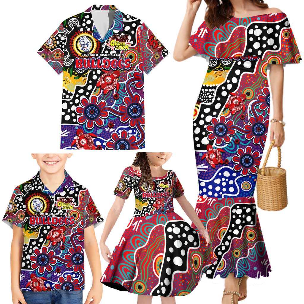 Personalised Bulldogs AFL Celebrating 50 Years of Naidoc Family Matching Mermaid Dress and Hawaiian Shirt NAIDOC Week 2025 Aboriginal