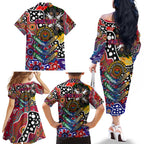 Personalised Bulldogs AFL Celebrating 50 Years of Naidoc Family Matching Off The Shoulder Long Sleeve Dress and Hawaiian Shirt NAIDOC Week 2025 Aboriginal