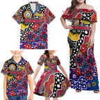 Personalised Bulldogs AFL Celebrating 50 Years of Naidoc Family Matching Off Shoulder Maxi Dress and Hawaiian Shirt NAIDOC Week 2025 Aboriginal