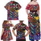 Personalised Bulldogs AFL Celebrating 50 Years of Naidoc Family Matching Off Shoulder Maxi Dress and Hawaiian Shirt NAIDOC Week 2025 Aboriginal