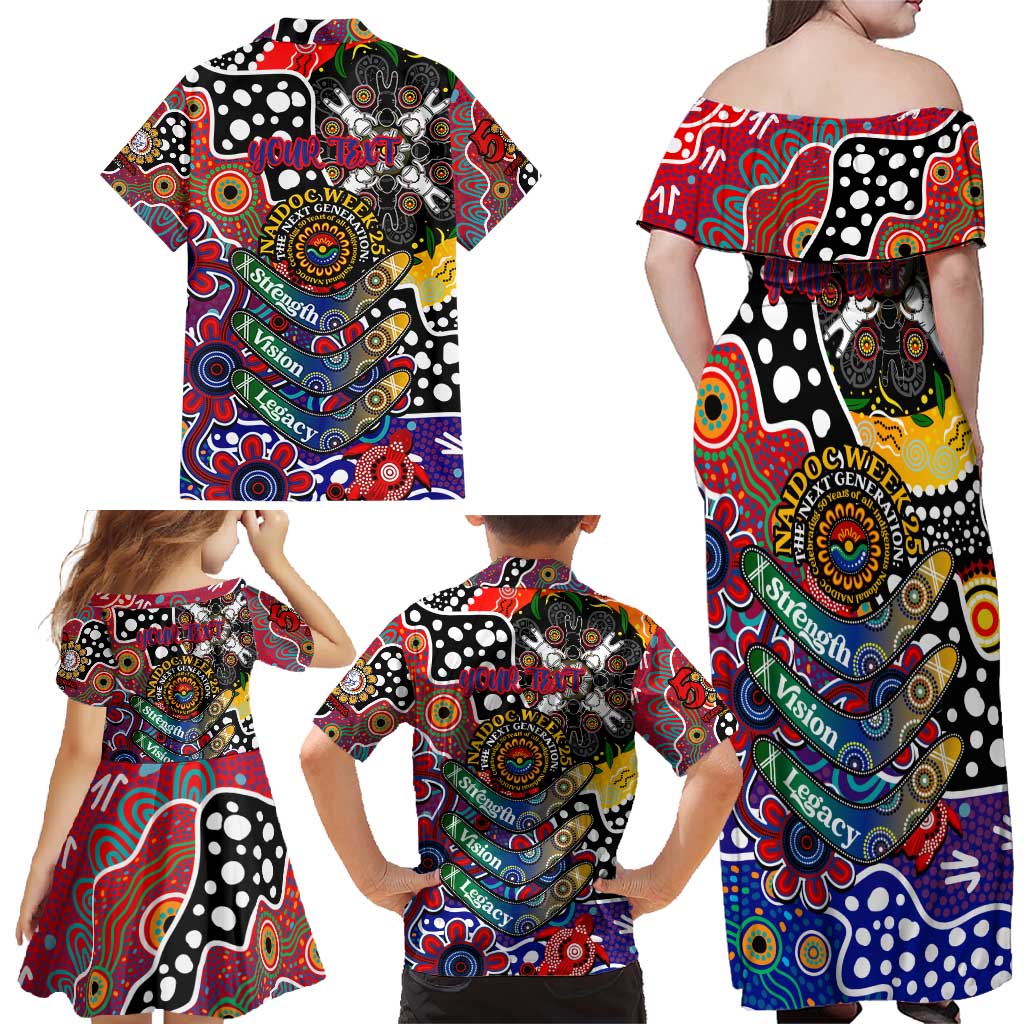 Personalised Bulldogs AFL Celebrating 50 Years of Naidoc Family Matching Off Shoulder Maxi Dress and Hawaiian Shirt NAIDOC Week 2025 Aboriginal
