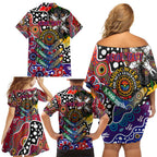 Personalised Bulldogs AFL Celebrating 50 Years of Naidoc Family Matching Off Shoulder Short Dress and Hawaiian Shirt NAIDOC Week 2025 Aboriginal