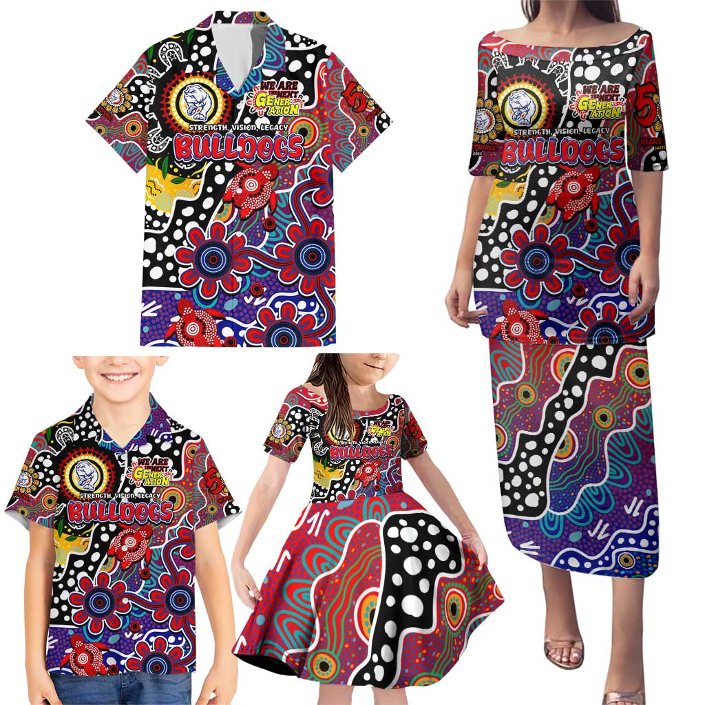 Personalised Bulldogs AFL Celebrating 50 Years of Naidoc Family Matching Puletasi and Hawaiian Shirt NAIDOC Week 2025 Aboriginal