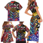 Personalised Bulldogs AFL Celebrating 50 Years of Naidoc Family Matching Short Sleeve Bodycon Dress and Hawaiian Shirt NAIDOC Week 2025 Aboriginal