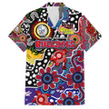Personalised Bulldogs AFL Celebrating 50 Years of Naidoc Family Matching Short Sleeve Bodycon Dress and Hawaiian Shirt NAIDOC Week 2025 Aboriginal