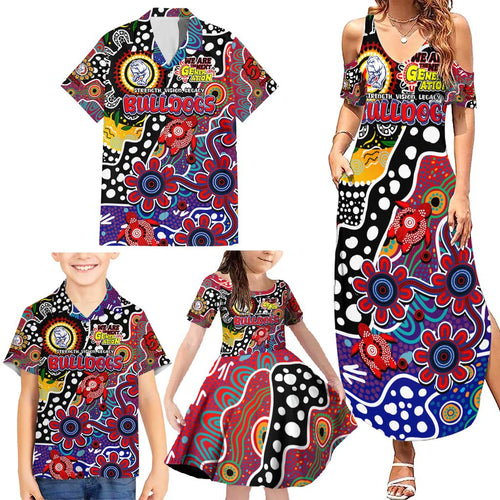 Personalised Bulldogs AFL Celebrating 50 Years of Naidoc Family Matching Summer Maxi Dress and Hawaiian Shirt NAIDOC Week 2025 Aboriginal