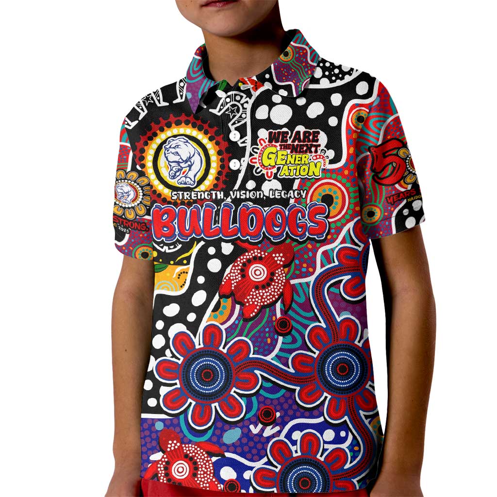 Personalised Bulldogs AFL Celebrating 50 Years of Naidoc Kid Polo Shirt NAIDOC Week 2025 Aboriginal
