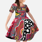 Personalised Bulldogs AFL Celebrating 50 Years of Naidoc Kid Short Sleeve Dress NAIDOC Week 2025 Aboriginal