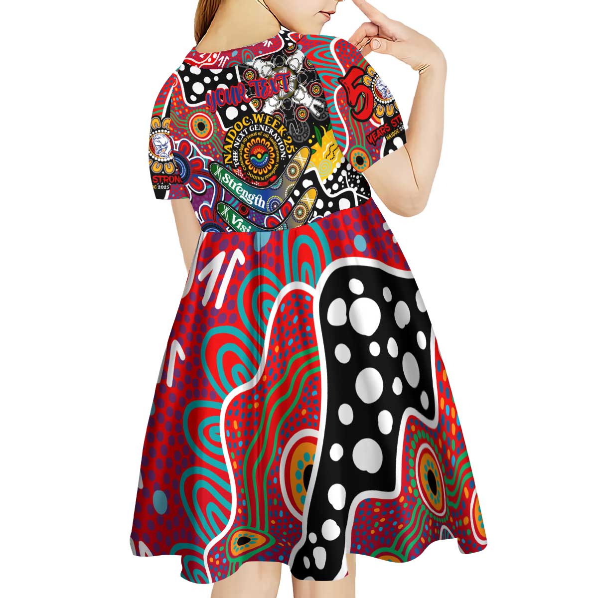 Personalised Bulldogs AFL Celebrating 50 Years of Naidoc Kid Short Sleeve Dress NAIDOC Week 2025 Aboriginal
