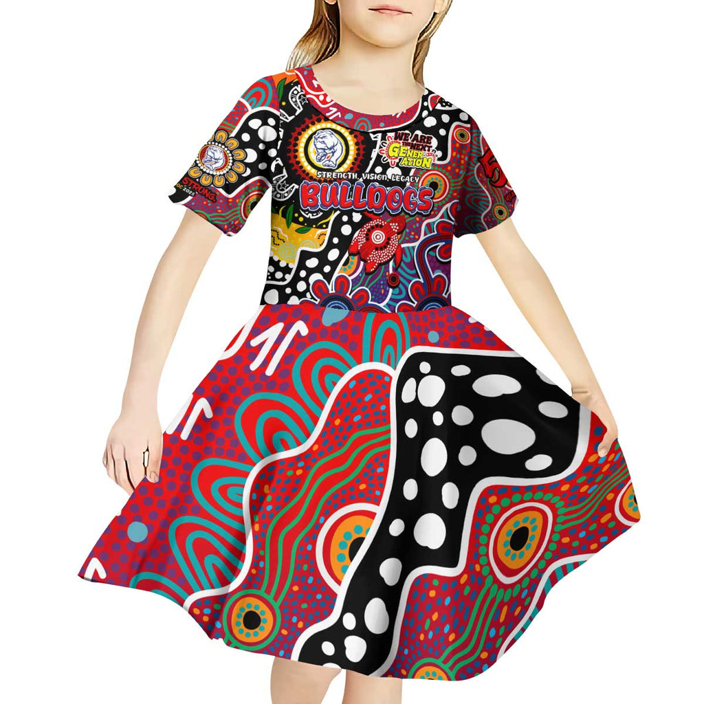 Personalised Bulldogs AFL Celebrating 50 Years of Naidoc Kid Short Sleeve Dress NAIDOC Week 2025 Aboriginal