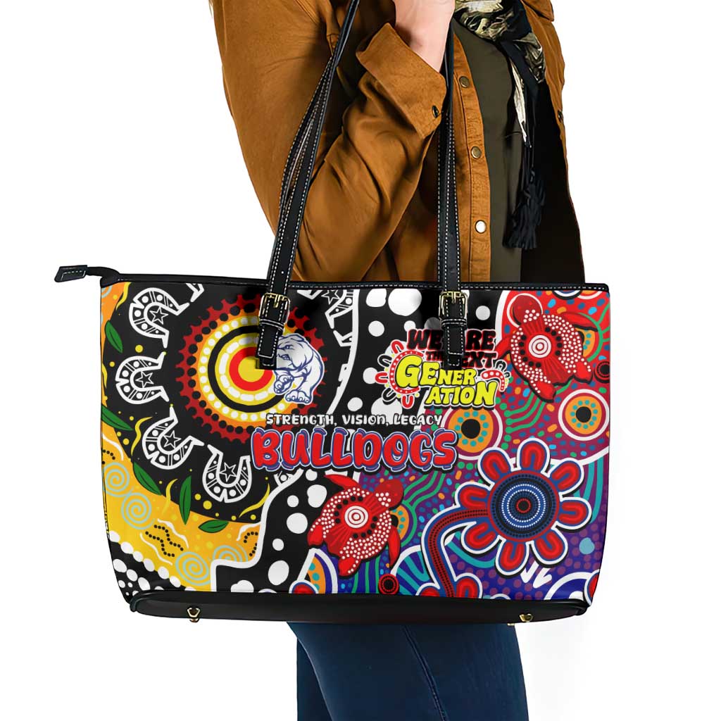 Bulldogs AFL Celebrating 50 Years of Naidoc Leather Tote Bag NAIDOC Week 2025 Aboriginal