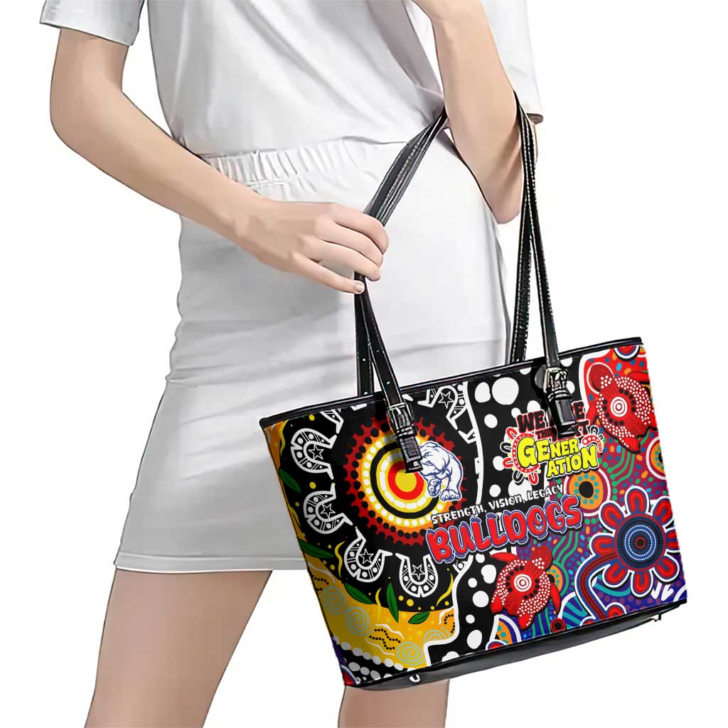 Bulldogs AFL Celebrating 50 Years of Naidoc Leather Tote Bag NAIDOC Week 2025 Aboriginal