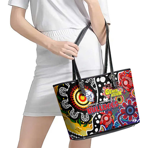Bulldogs AFL Celebrating 50 Years of Naidoc Leather Tote Bag NAIDOC Week 2025 Aboriginal