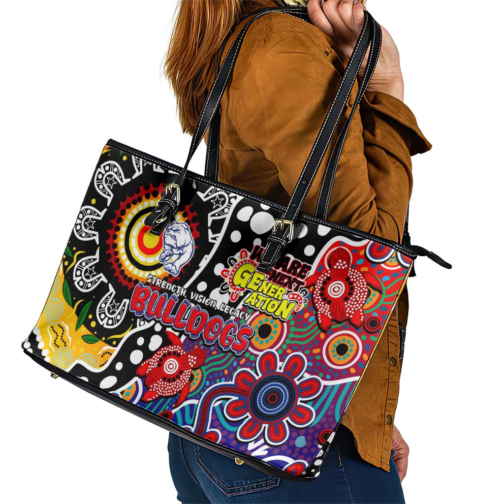 Bulldogs AFL Celebrating 50 Years of Naidoc Leather Tote Bag NAIDOC Week 2025 Aboriginal
