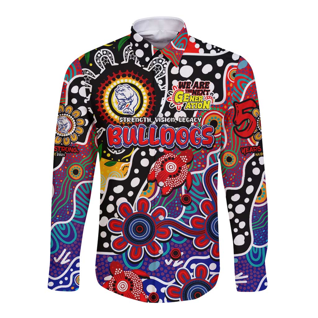 Personalised Bulldogs AFL Celebrating 50 Years of Naidoc Long Sleeve Button Shirt NAIDOC Week 2025 Aboriginal