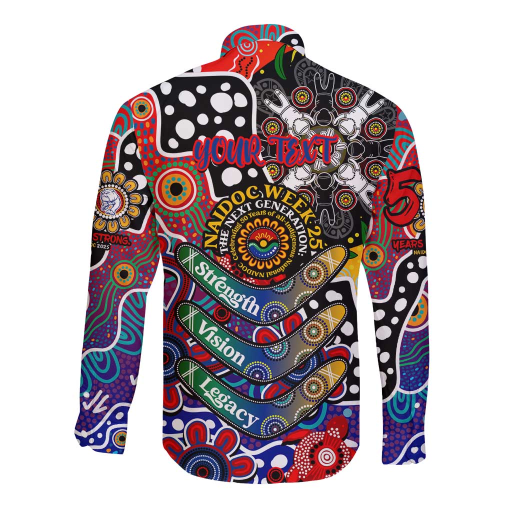 Personalised Bulldogs AFL Celebrating 50 Years of Naidoc Long Sleeve Button Shirt NAIDOC Week 2025 Aboriginal