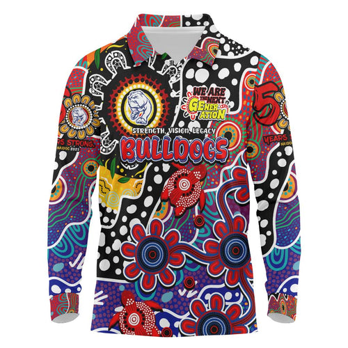 Personalised Bulldogs AFL Celebrating 50 Years of Naidoc Long Sleeve Polo Shirt NAIDOC Week 2025 Aboriginal
