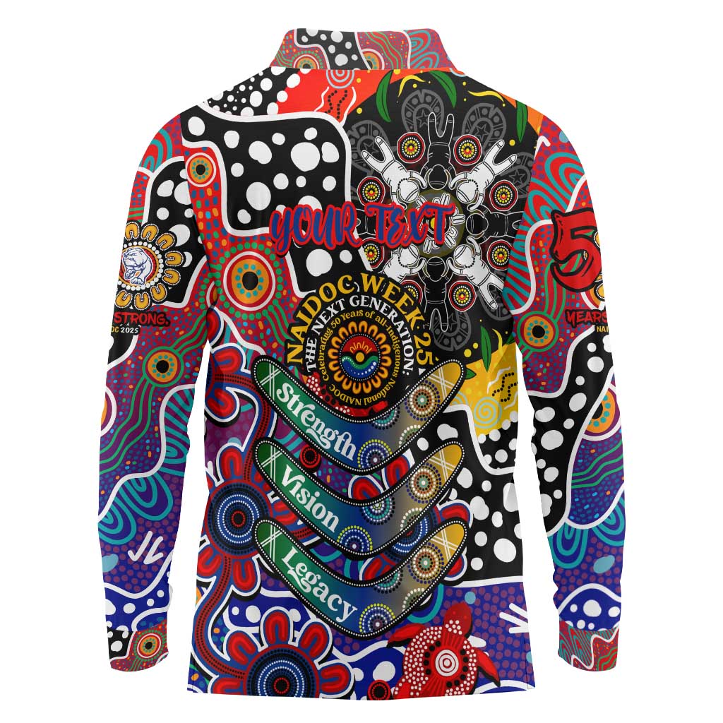Personalised Bulldogs AFL Celebrating 50 Years of Naidoc Long Sleeve Polo Shirt NAIDOC Week 2025 Aboriginal