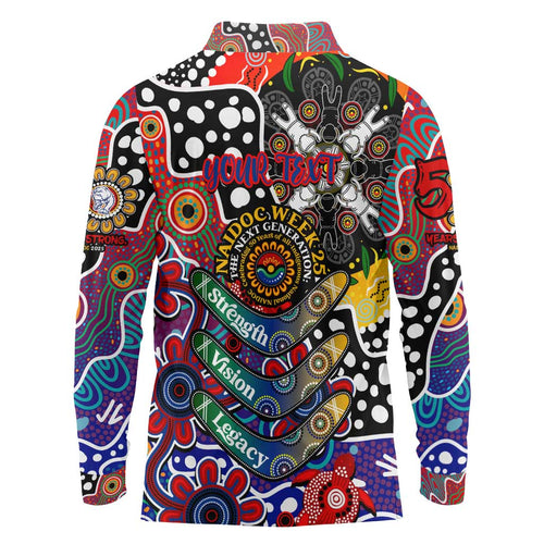 Personalised Bulldogs AFL Celebrating 50 Years of Naidoc Long Sleeve Polo Shirt NAIDOC Week 2025 Aboriginal